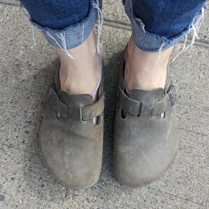 Birkenstock Boston clogs grey oiled leather